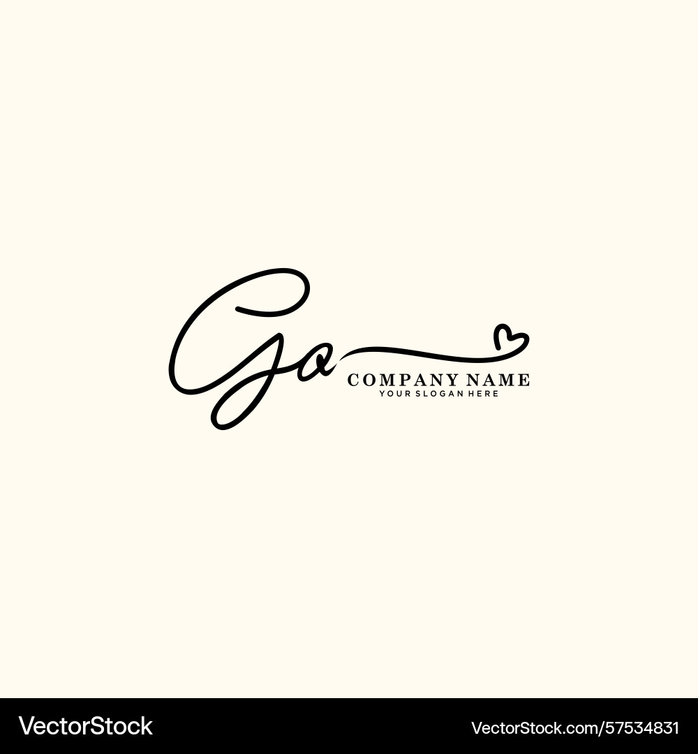Signature style go initial logos initials logo Vector Image