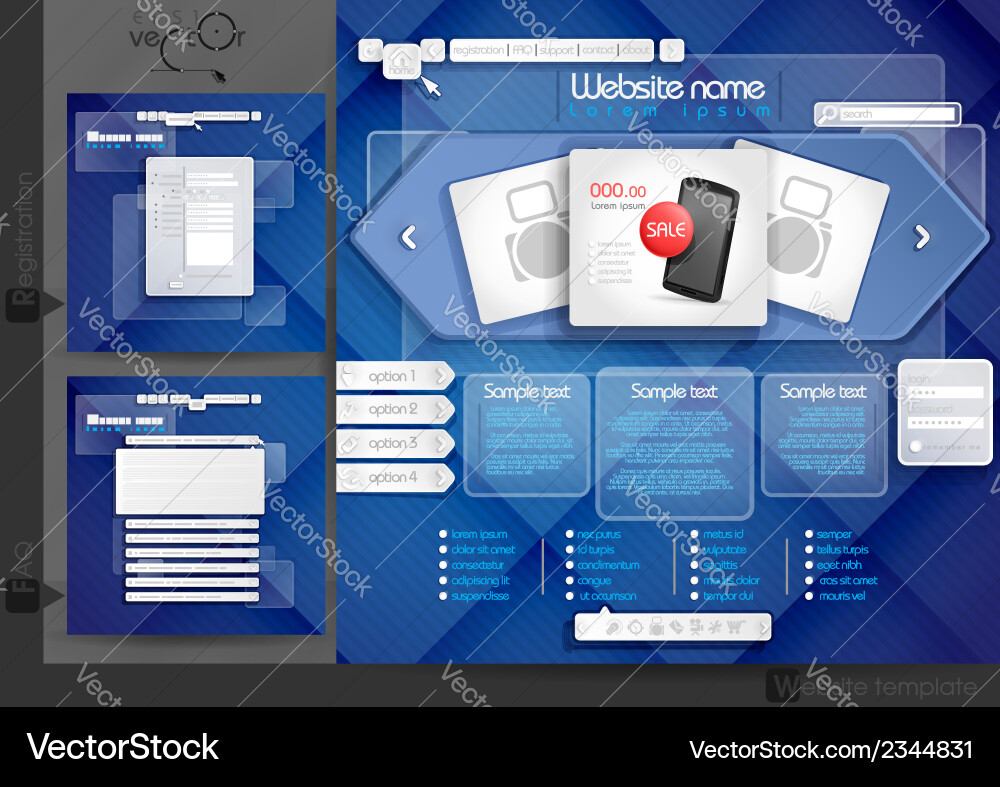 Website design template menu elements vector image