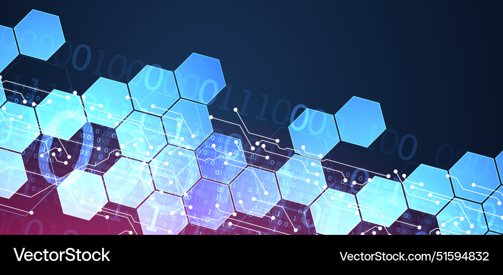 Abstract circuit board and hexagons on gradient Abstract circuit board and hexagons on gradient vector image
