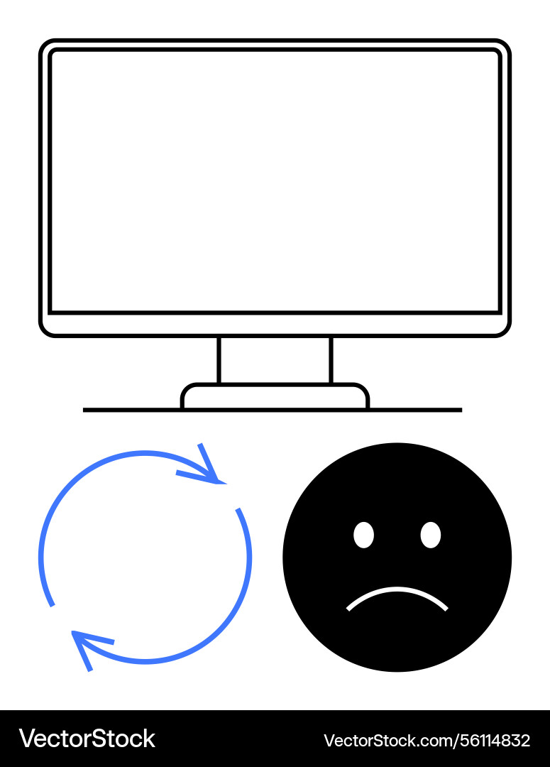 Computer screen with loading symbol highlighting Computer screen with loading symbol highlighting vector image