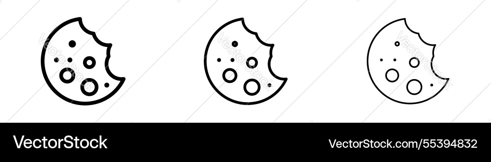 Cookie icons in three different stroke lines Vector Image