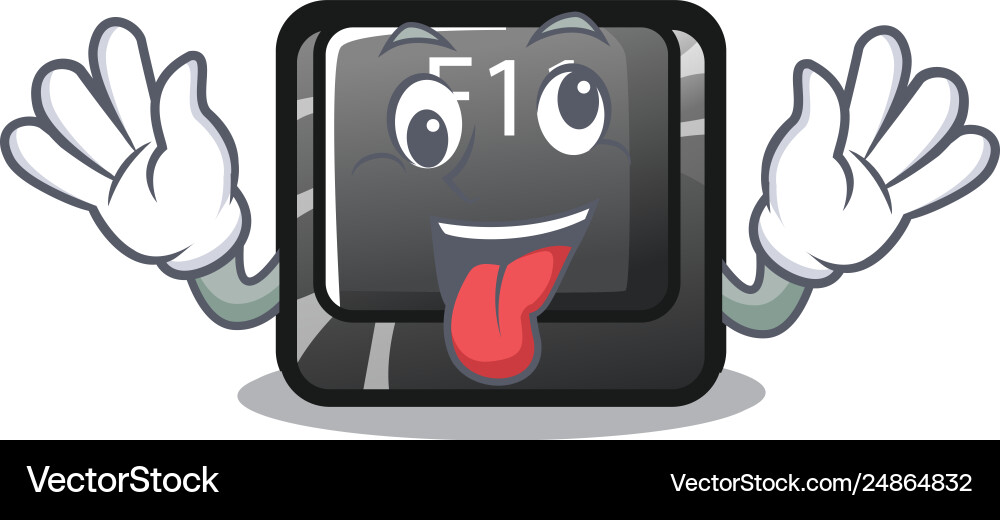 Crazy button f11 on a cartoon computer vector image