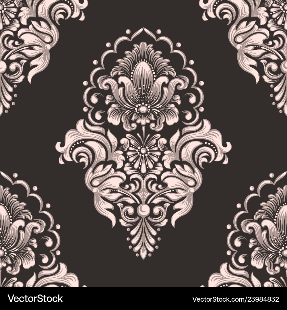 Damask seamless pattern element classical Damask seamless pattern element classical vector image