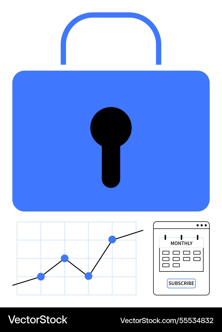 Data security concept with lock growth chart Vector Image