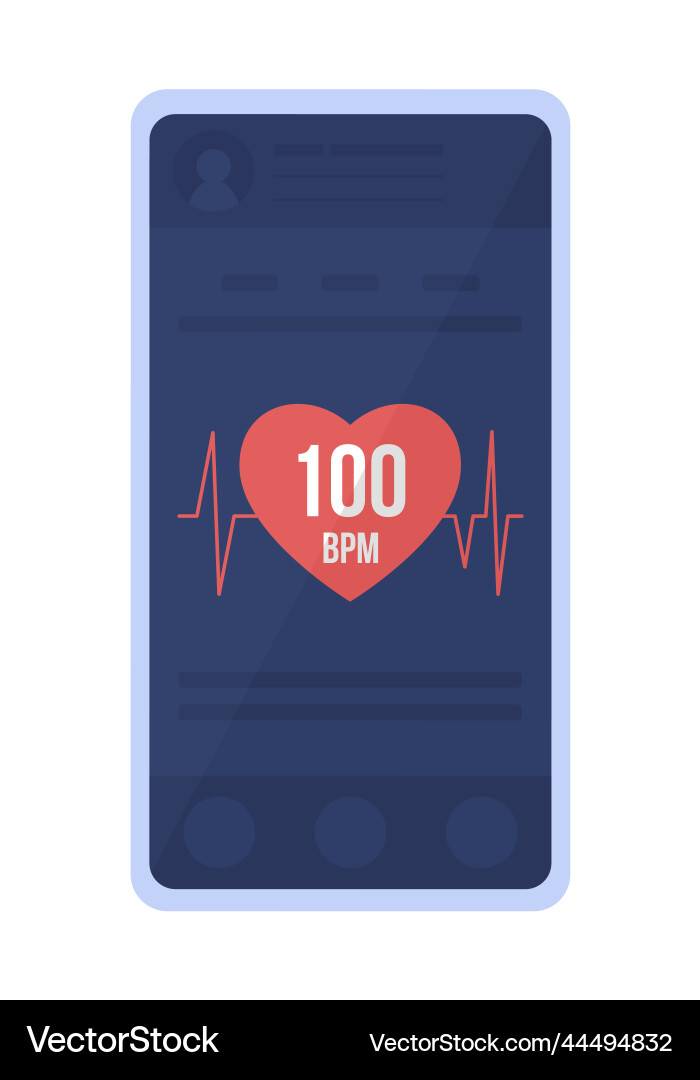 Heart rate monitoring app semi flat color object Heart rate monitoring app semi flat color object vector image