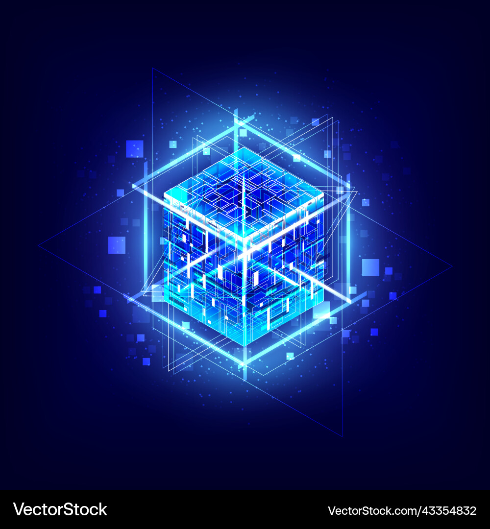 Hud energy box smart code big data digital chip Hud energy box smart code big data digital chip vector image