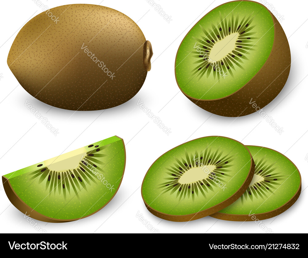 Kiwi fruit food slice icons set realistic style – Royalty-Free Vector |  VectorStock, image size:1000x839