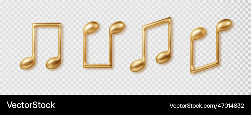 Musical notes icon in golden color collection set Vector Image