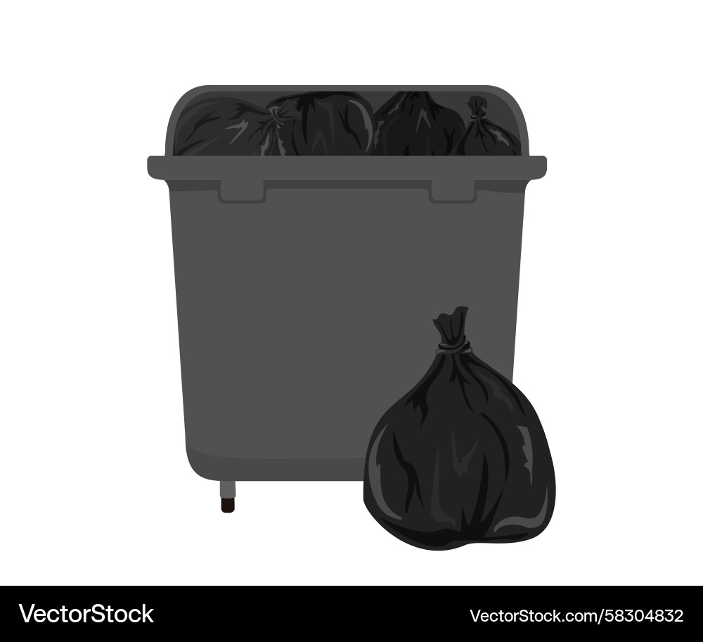 Overflowing Garbage Bin Vector Image