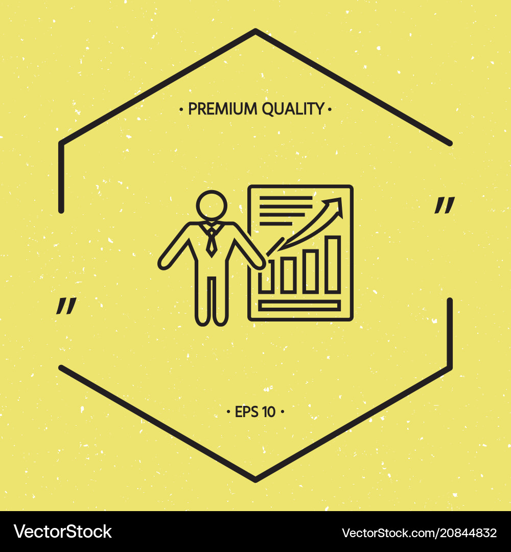 Presentation sign icon man standing with pointer vector image