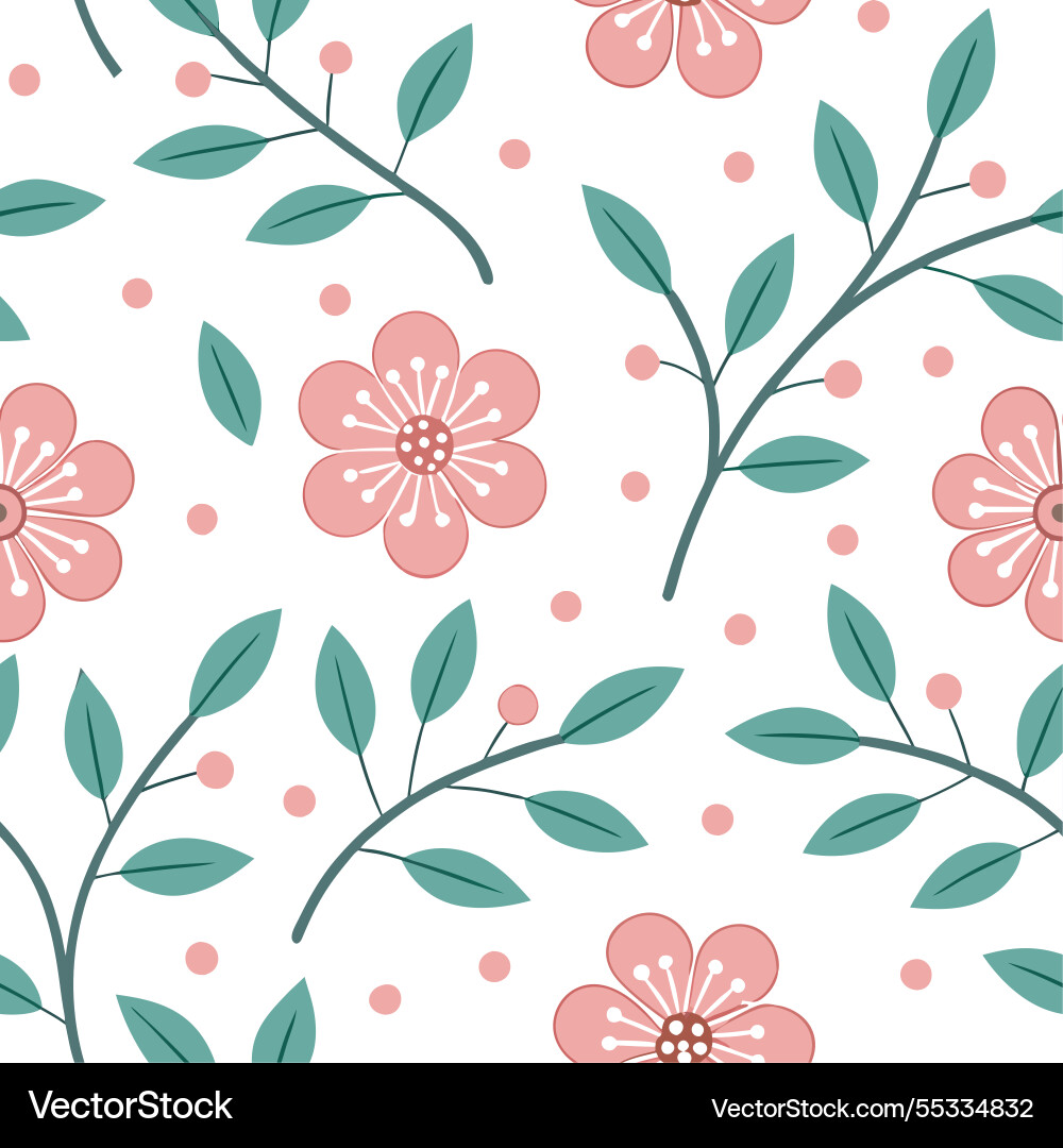Romantic spring nature seamless pattern with soft Romantic spring nature seamless pattern with soft Vector Image