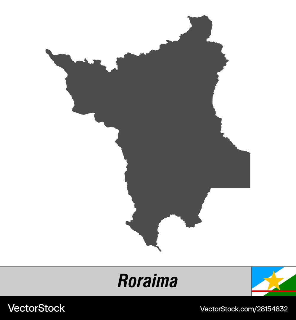 Roraima State Map with Flag Vector Image