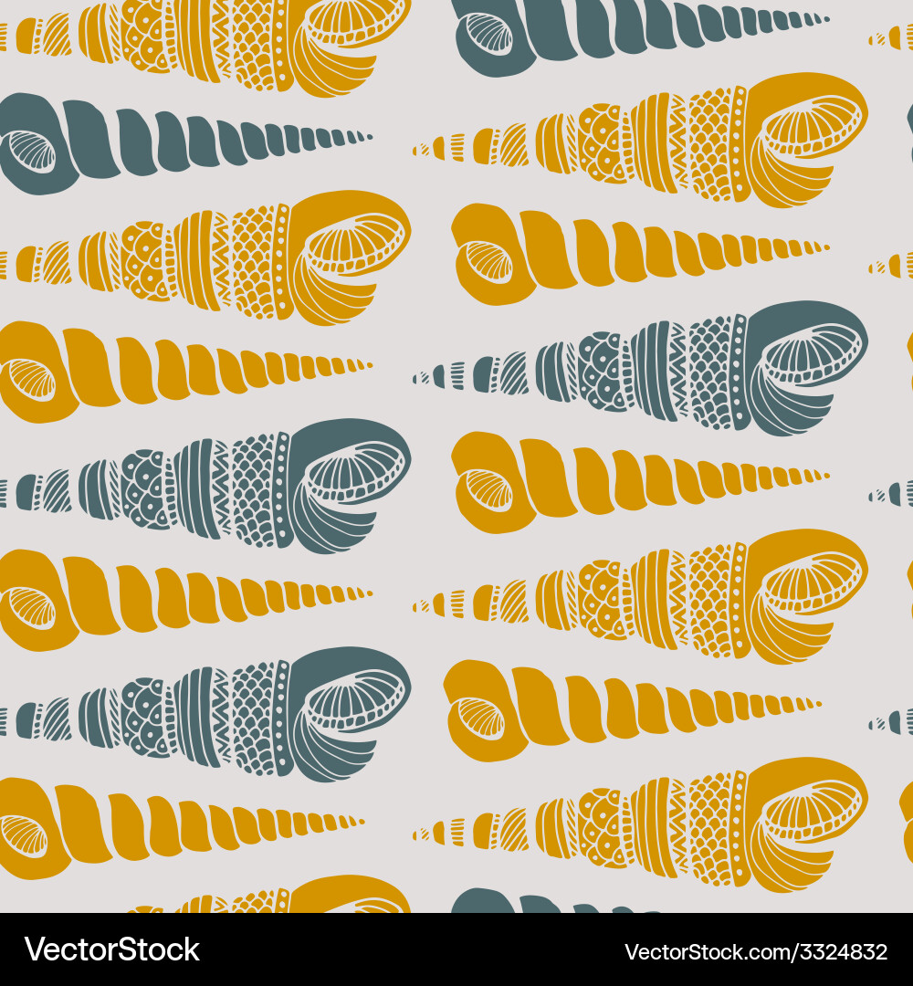 Seashell seamless pattern vector image