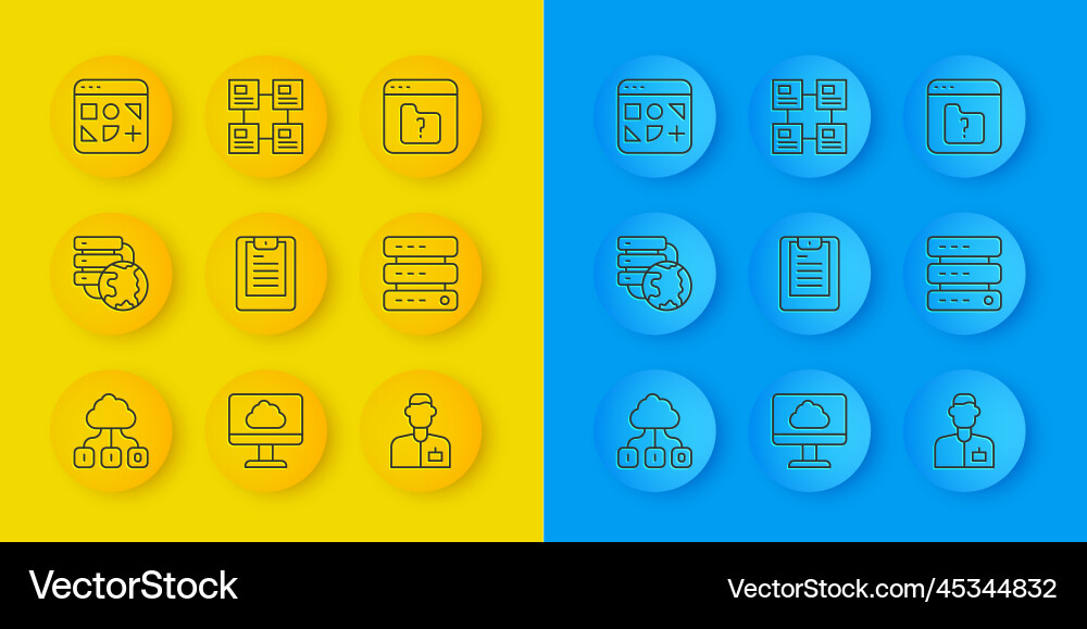 Set line cloud technology data transfer network Set line cloud technology data transfer network vector image