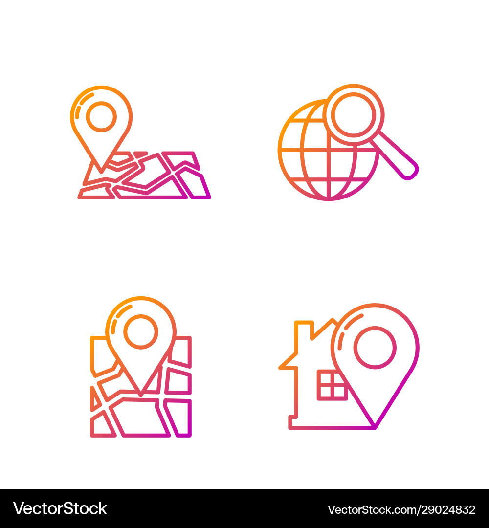 Set line map pointer with house folded Set line map pointer with house folded vector image