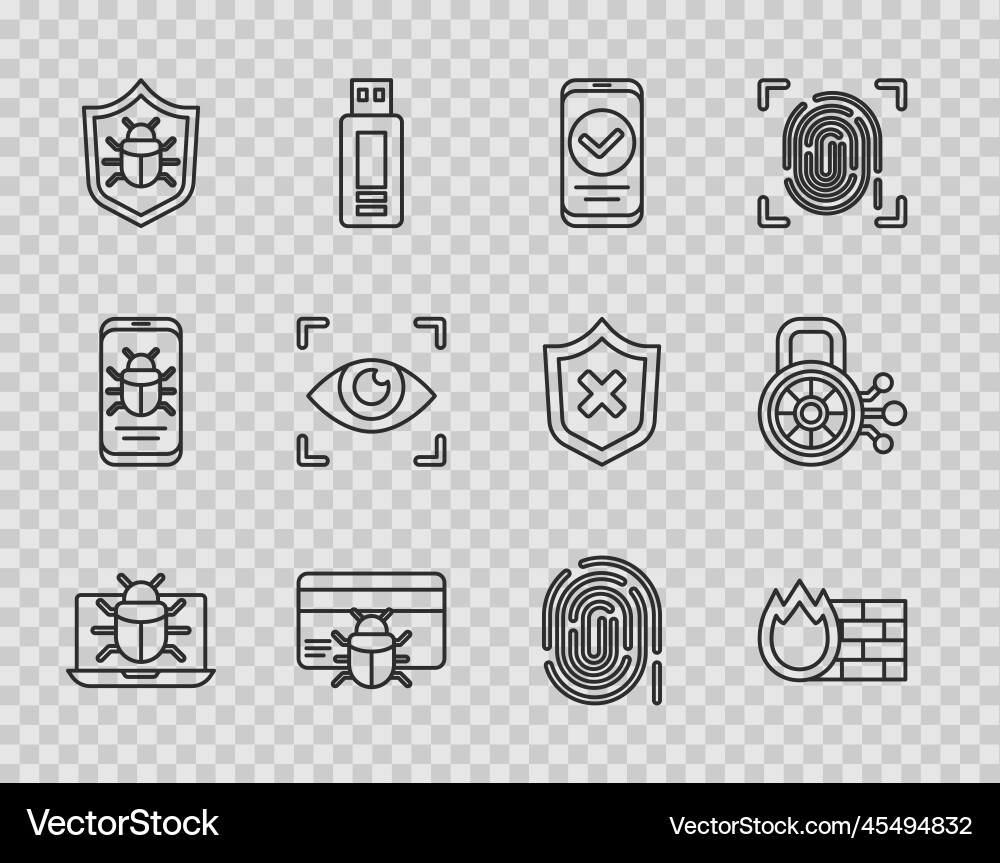 Set line system bug on monitor firewall security Set line system bug on monitor firewall security vector image
