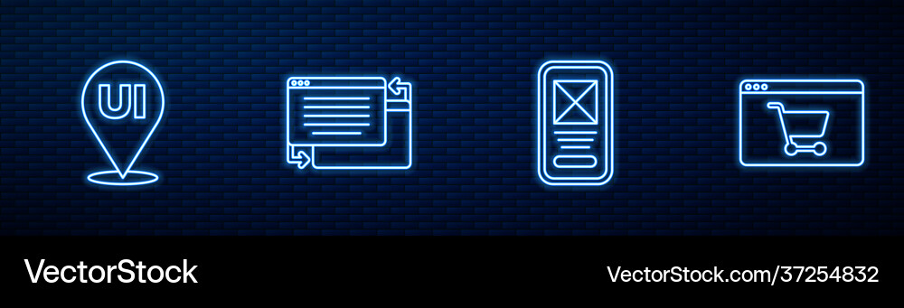 Set line ui or ux design and online shopping Set line ui or ux design and online shopping vector image