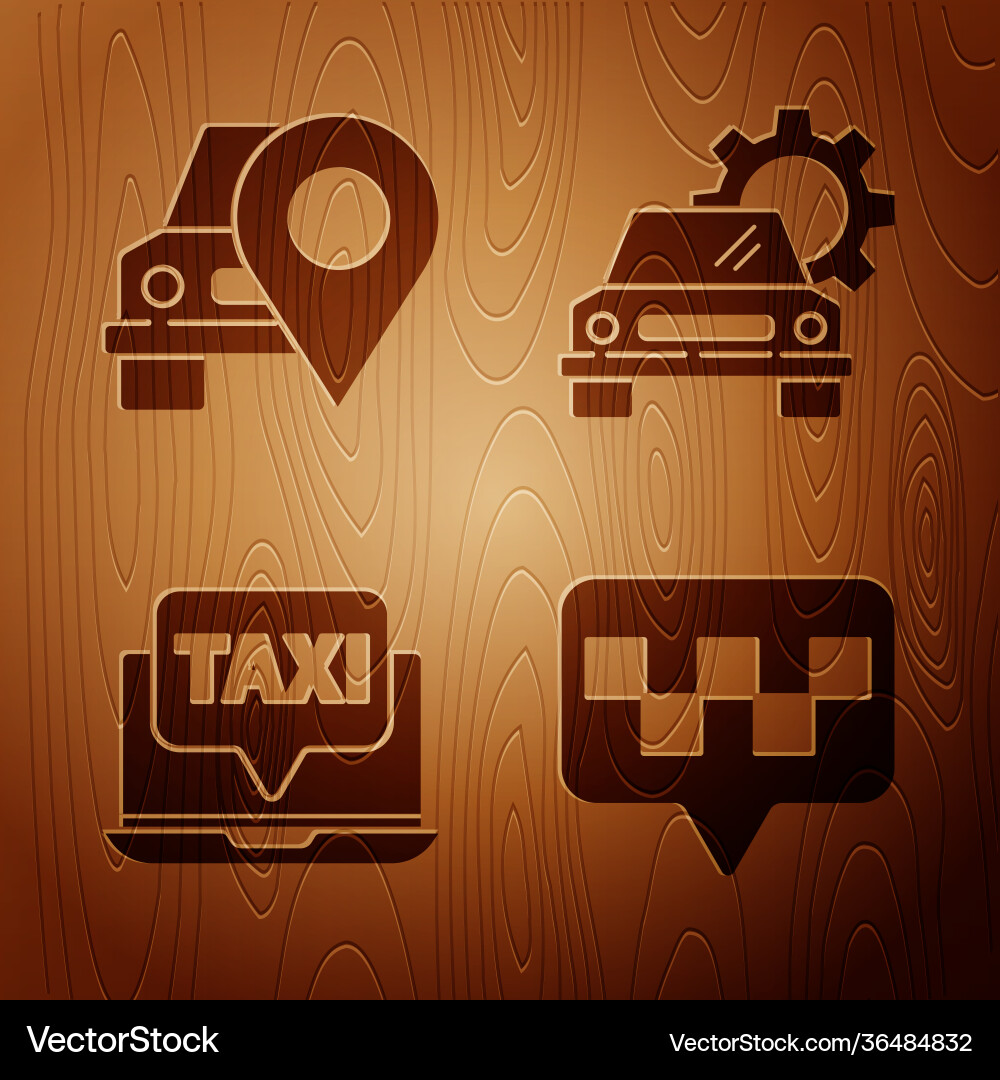 Set map pointer with taxi Set map pointer with taxi vector image