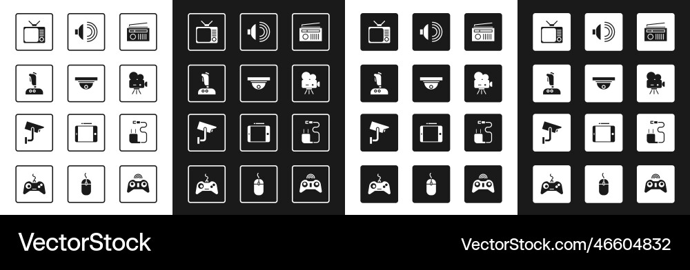Set radio with antenna motion sensor joystick Set radio with antenna motion sensor joystick vector image