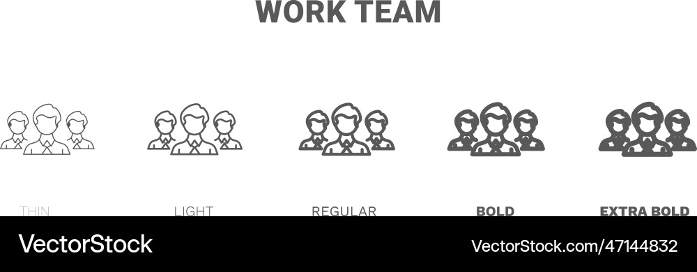 Work team icon thin regular bold and more Work team icon thin regular bold and more vector image