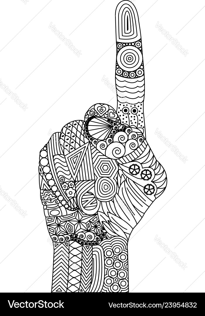 Zen tangle of a gesture index finger up Vector Image