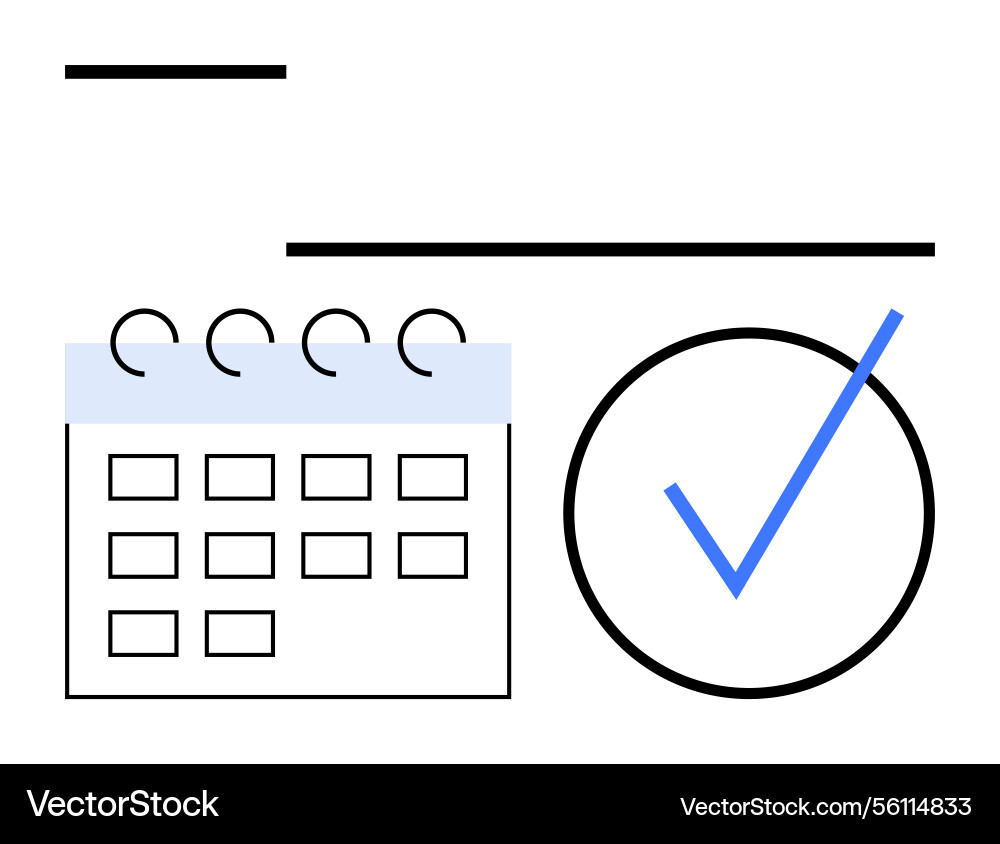 Calendar with checkmark representing task vector image
