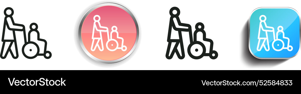 Carer icon thin linear regular and button style Carer icon thin linear regular and button style Vector Image