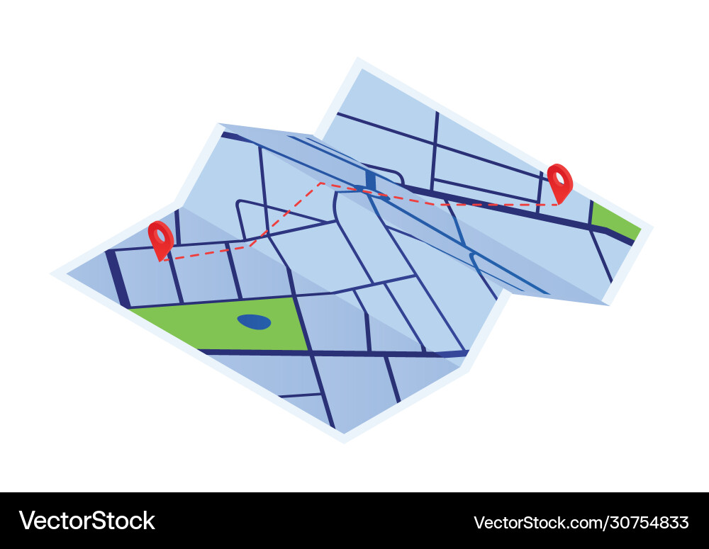 Cartoon Map with Red Navigation Points vector image