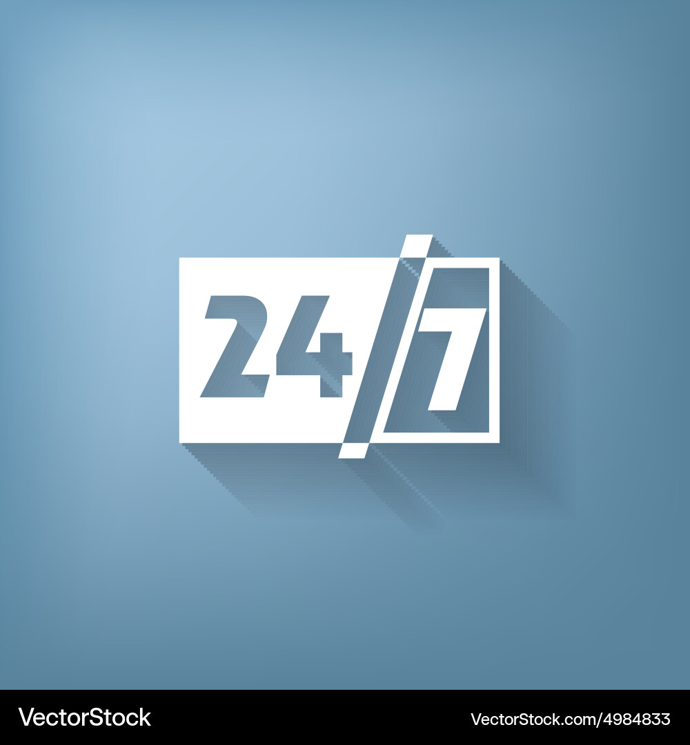 Character 24 7 open hours a day and days vector image