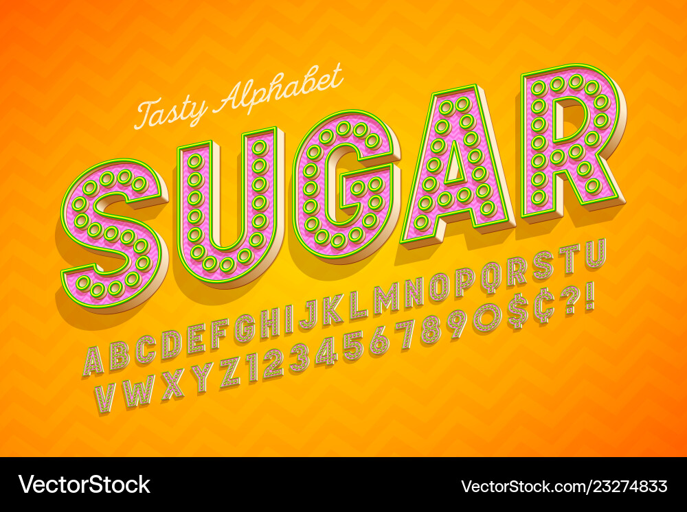 Comical tasty 3d display font design alphabet Comical tasty 3d display font design alphabet vector image