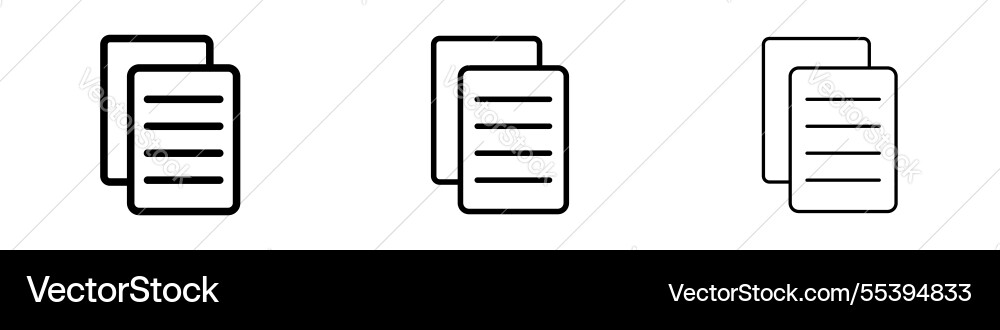 Copy icons in three different stroke lines Vector Image