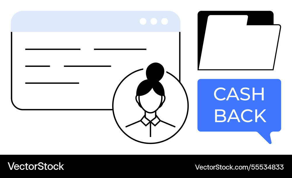 Female profile browser window file folder Vector Image