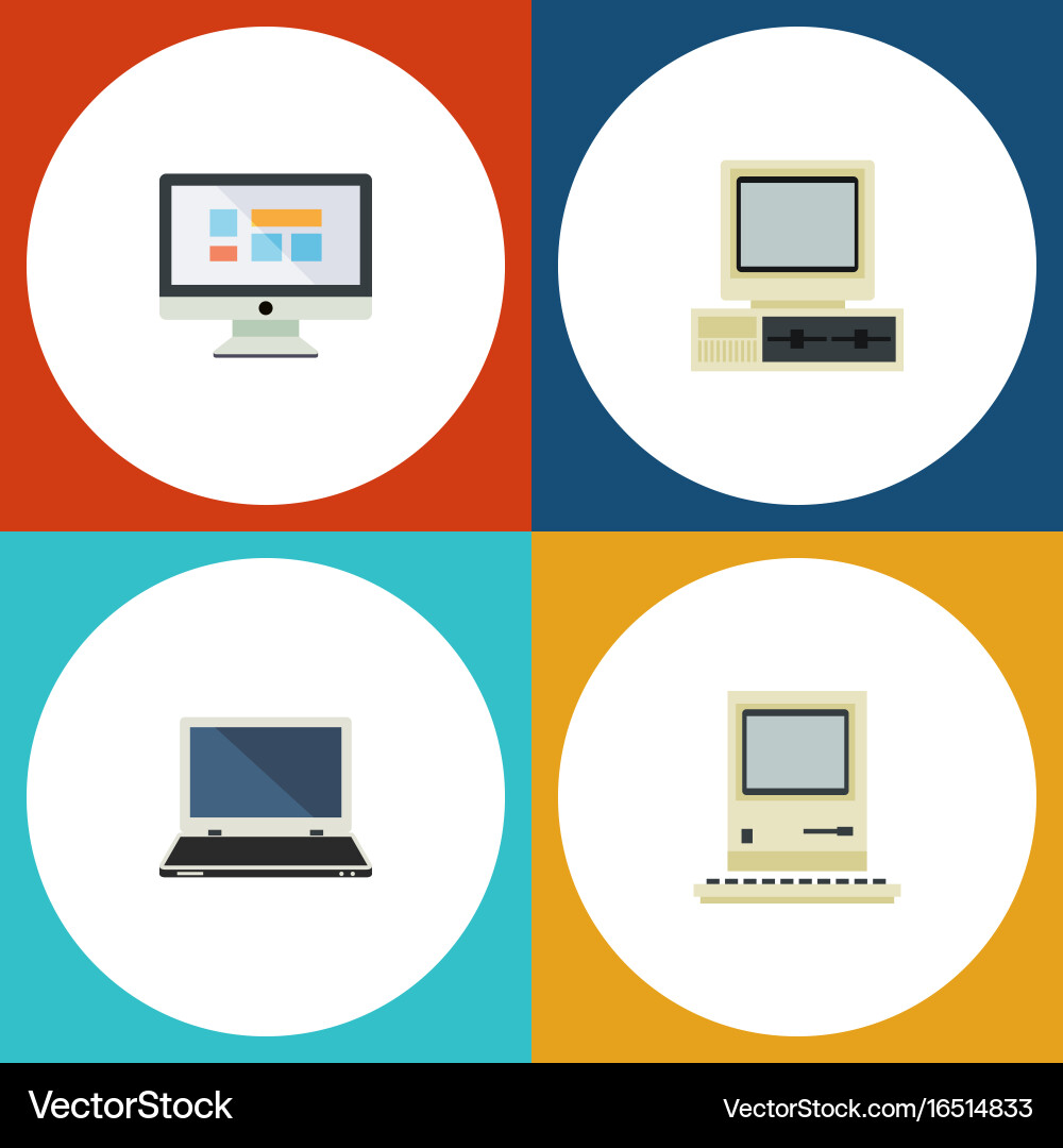 Flat icon laptop set of notebook computer Vector Image