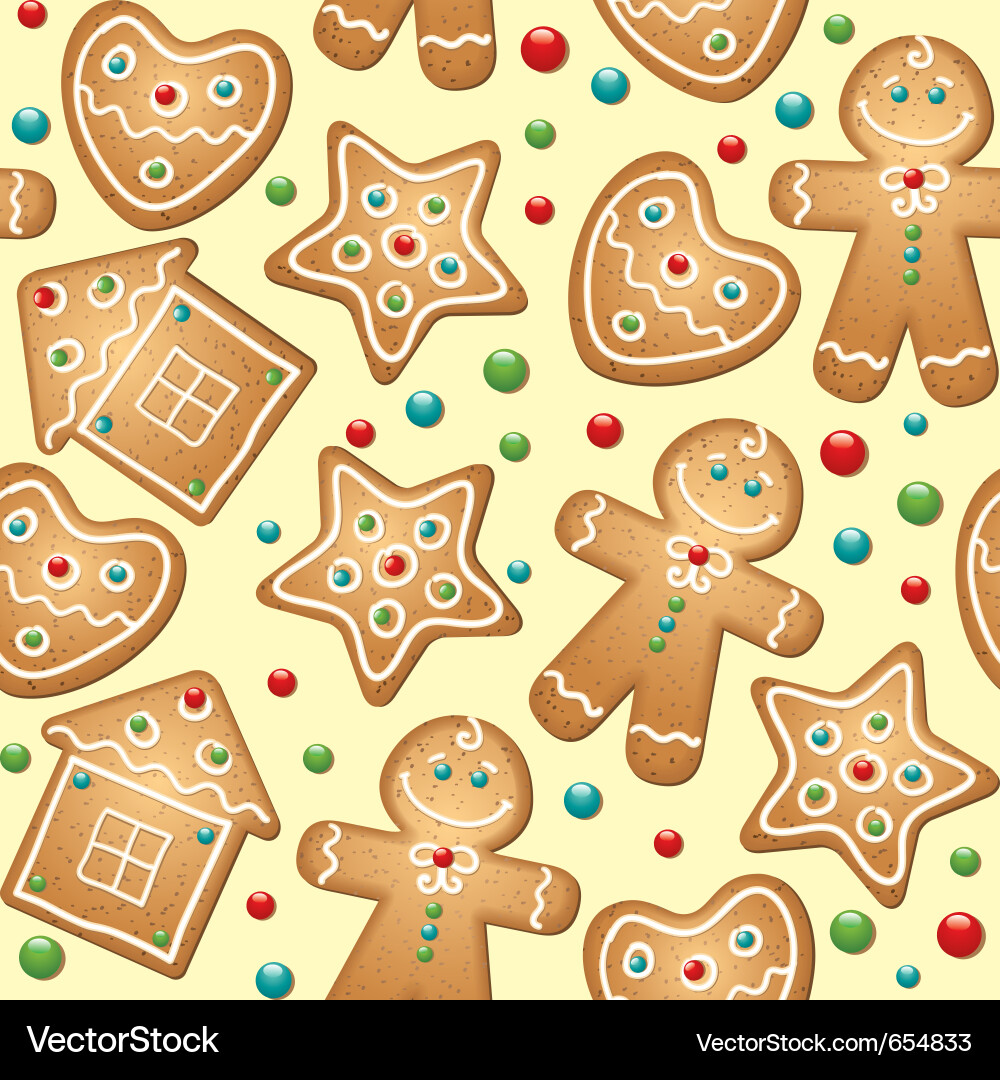 Gingerbread Pattern - Festive Cookie Background vector image