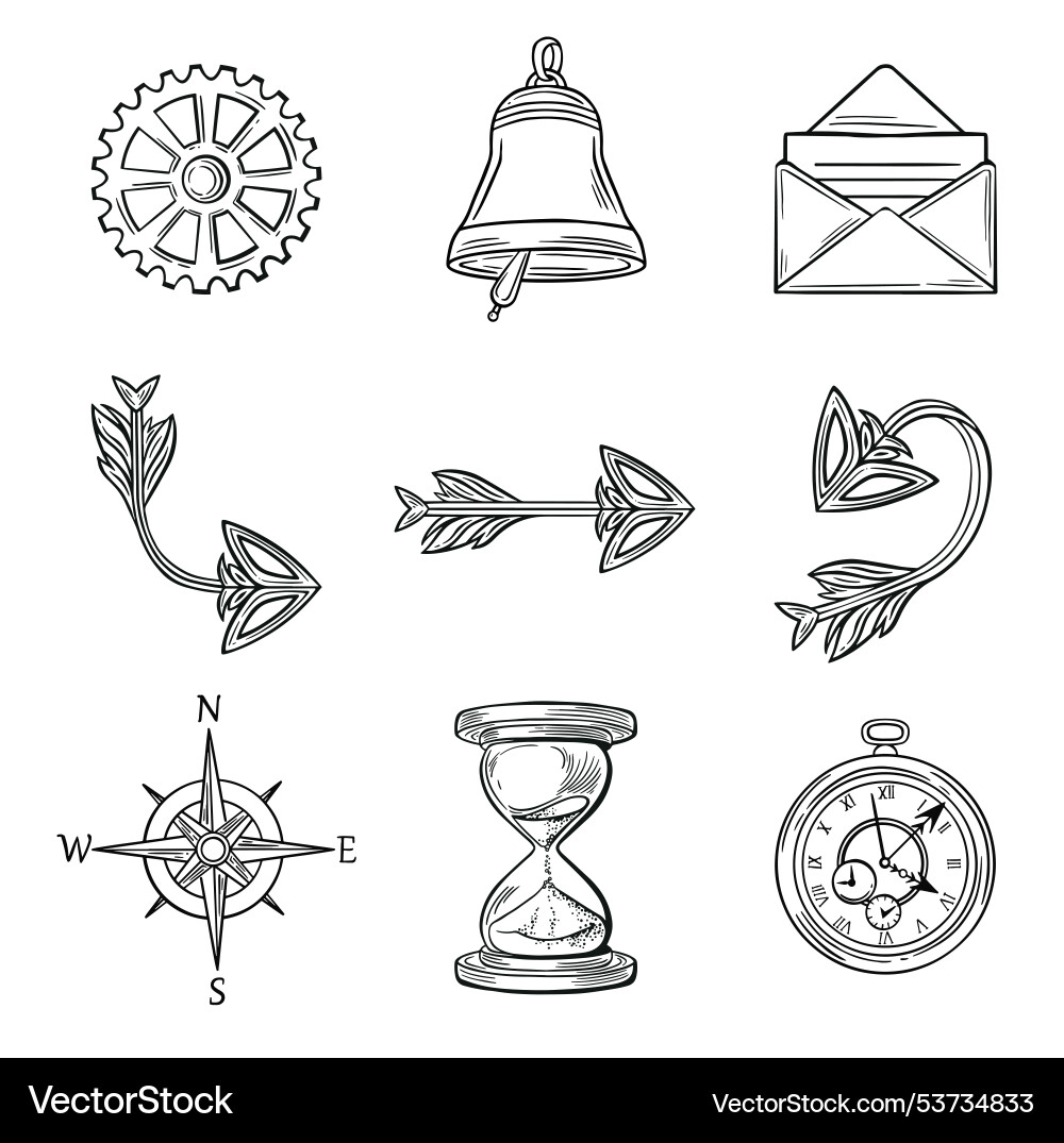 Line set of symbols for retro style app Line set of symbols for retro style app vector image