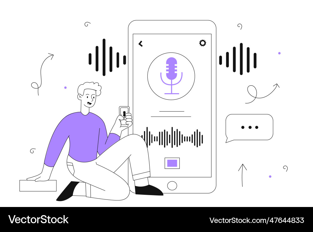 Man with voice search line concept Man with voice search line concept Vector Image