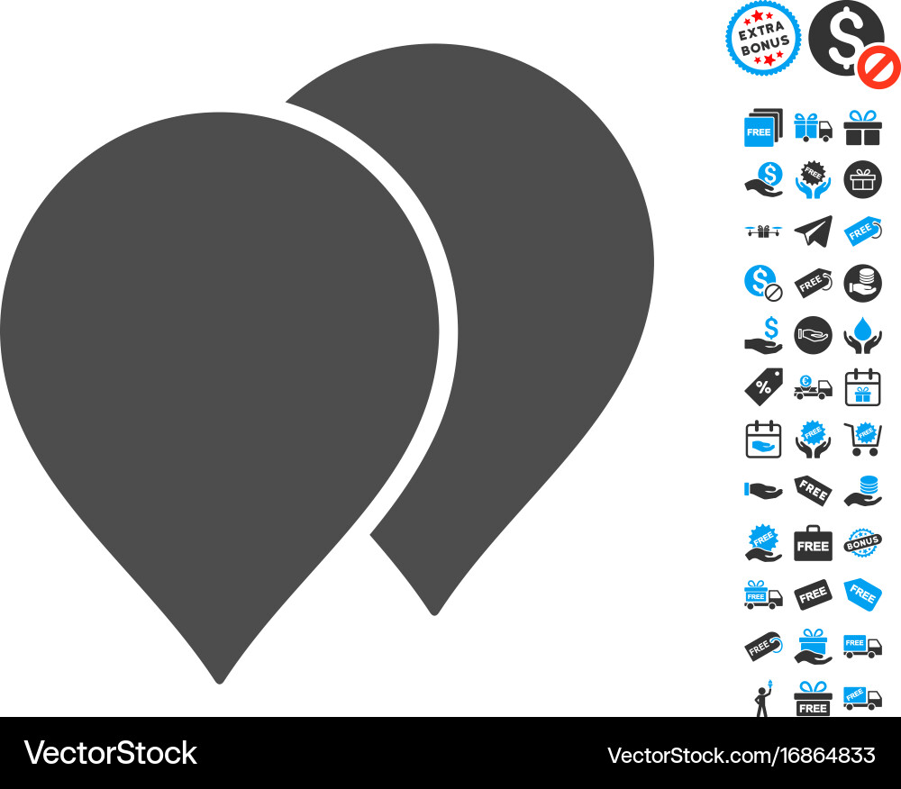 Map pointers icon with free bonus Vector Image
