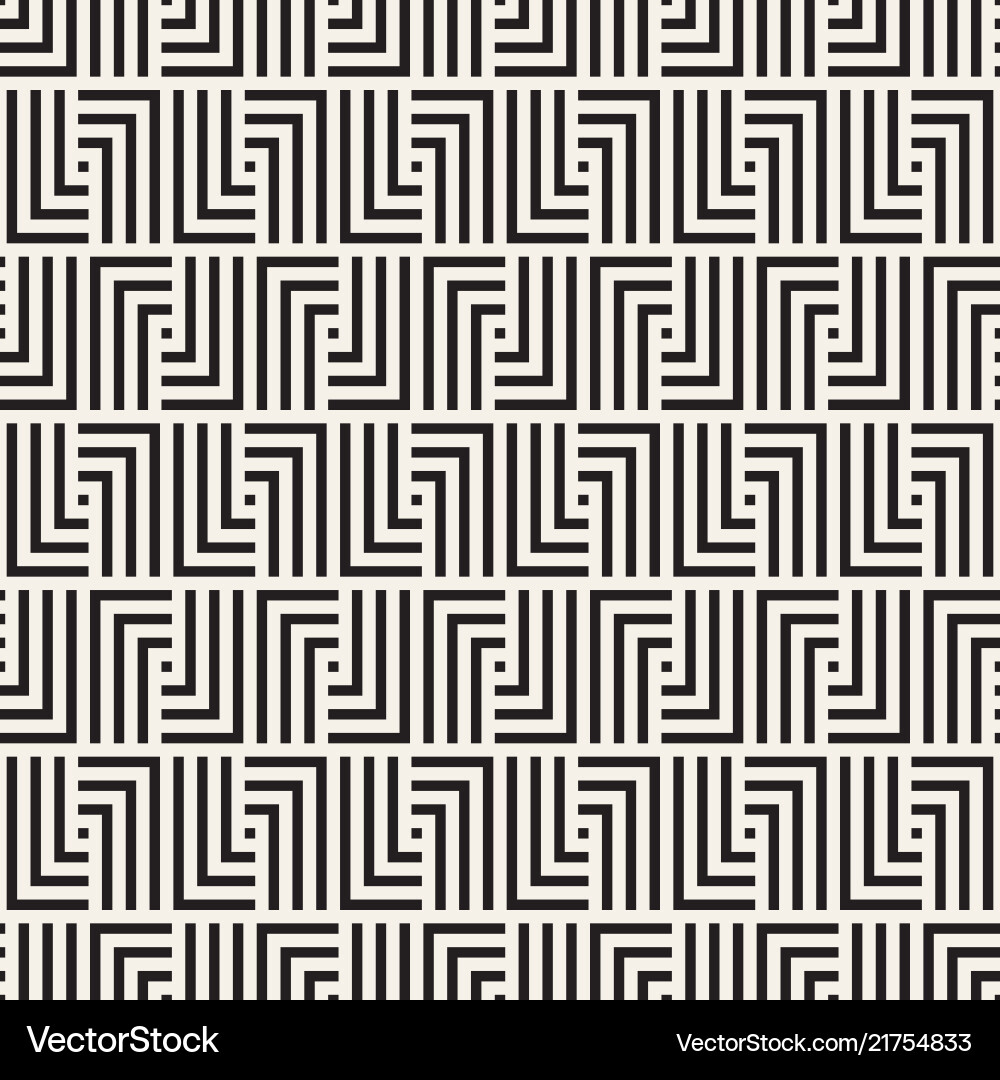 Modern Black & White Line Mosaic Pattern Vector Image