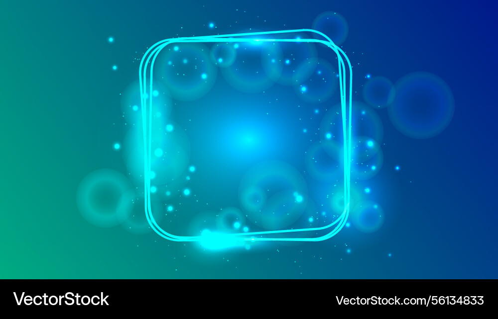 Neon rounded square frame with shining effects Neon rounded square frame with shining effects vector image