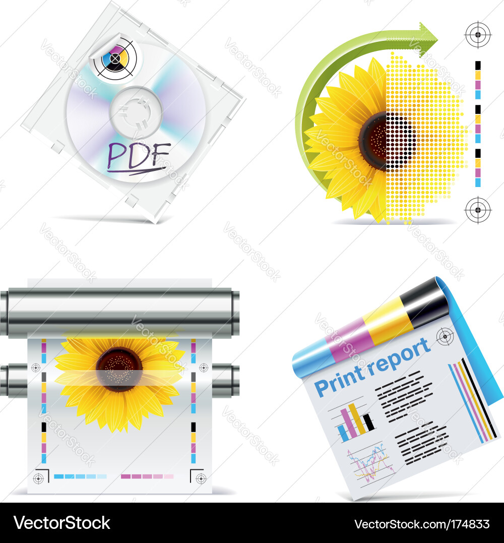 Print Shop Icon Set - Workflow vector image