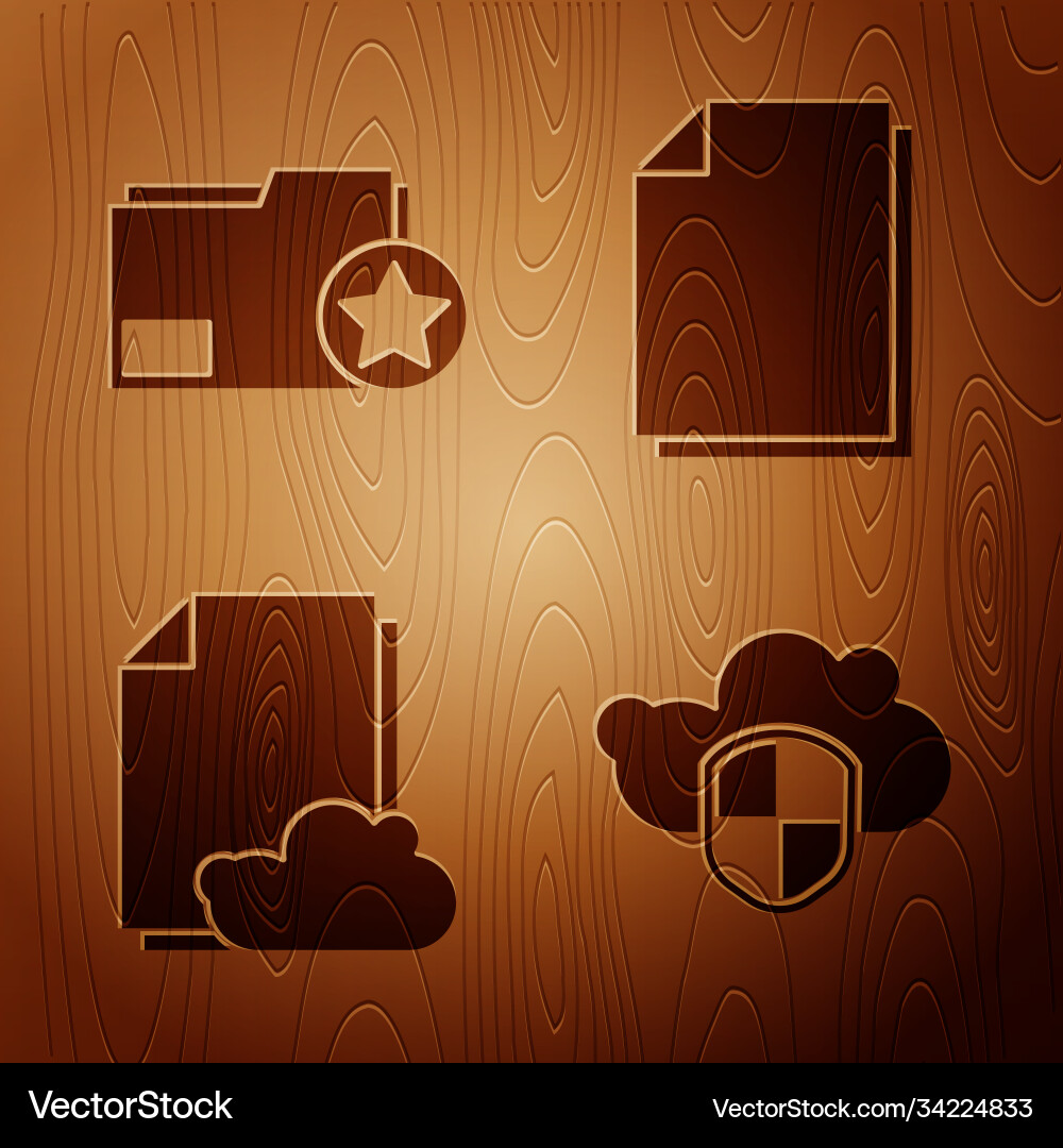 Set cloud and shield document folder with star Set cloud and shield document folder with star Vector Image