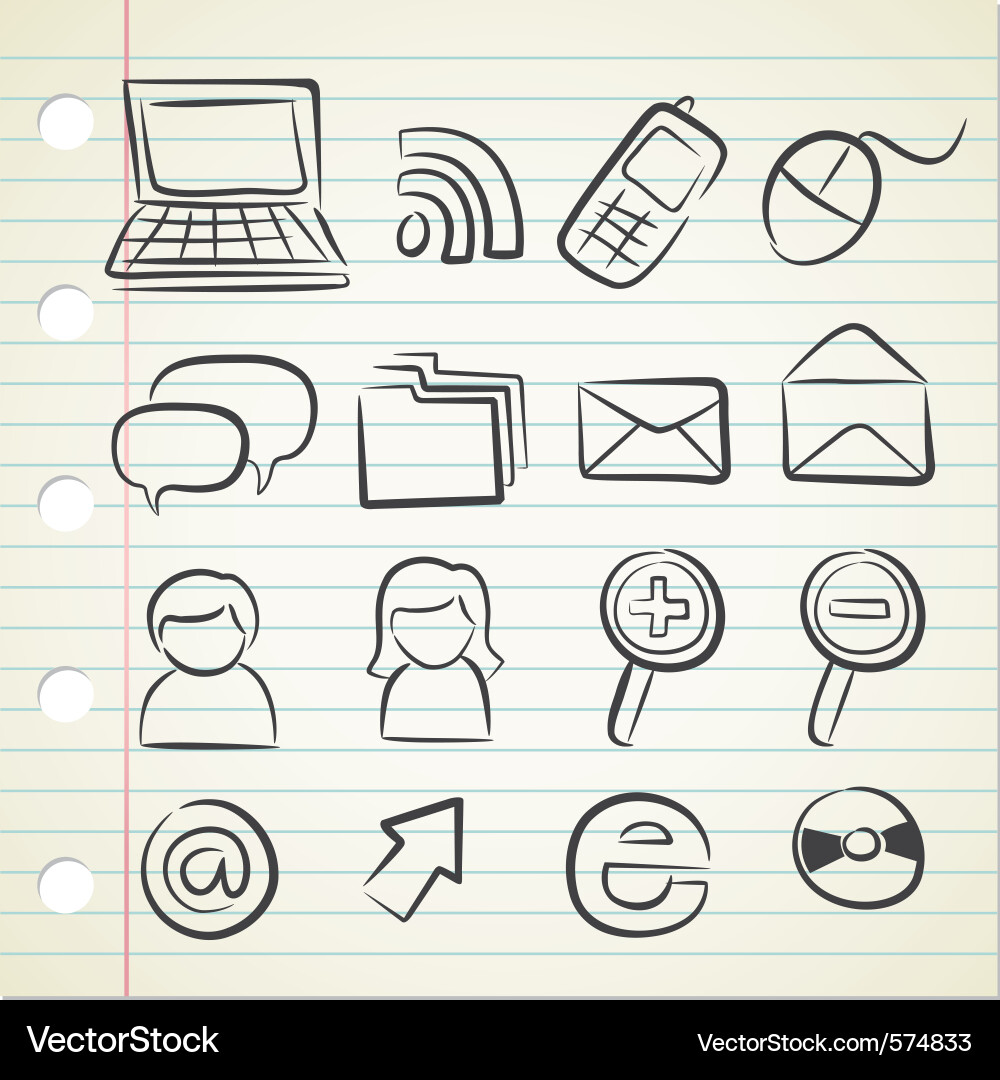 Sketchy Icon Collection Vector Image