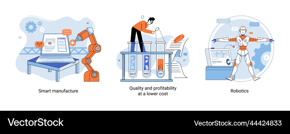 Smart manufacture metaphor with automated vector image