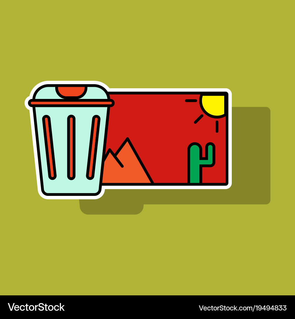 Sticker delete image flat icon on color background Vector Image