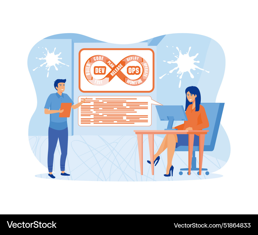Team of programmer concept with devops software Team of programmer concept with devops software Vector Image