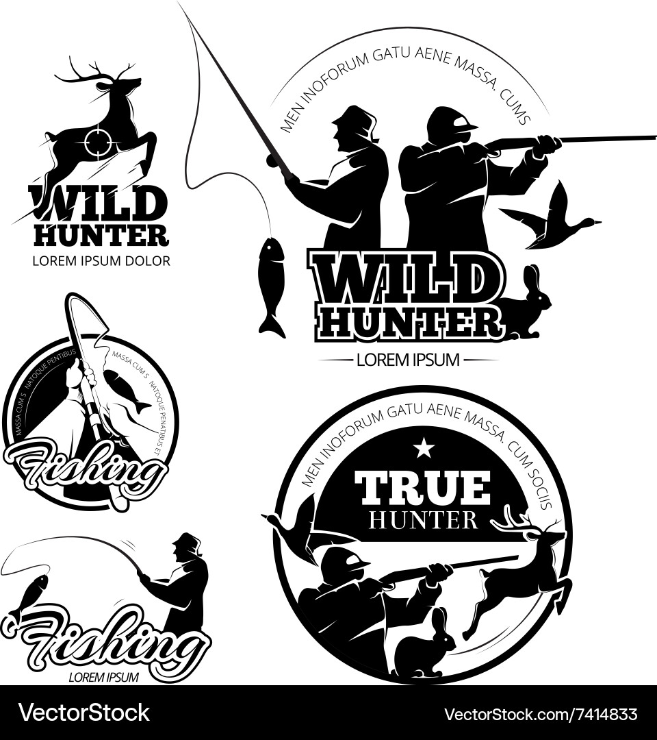 Vintage Hunting & Fishing Emblems vector image