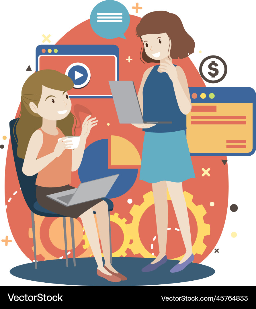 Working characters flat design for web banner Working characters flat design for web banner Vector Image
