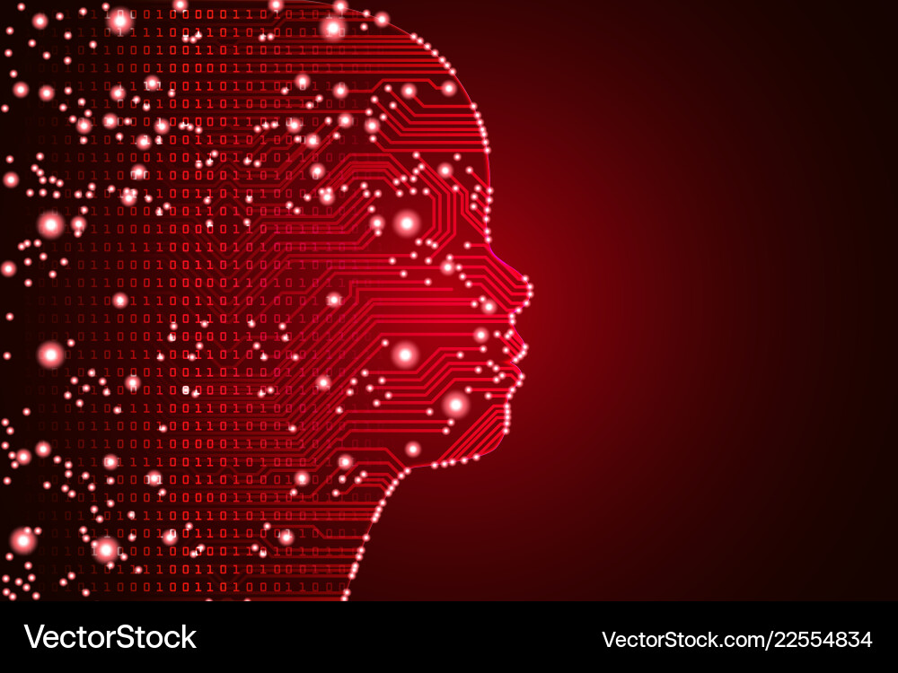 Big data and artificial intelligence child face Big data and artificial intelligence child face vector image