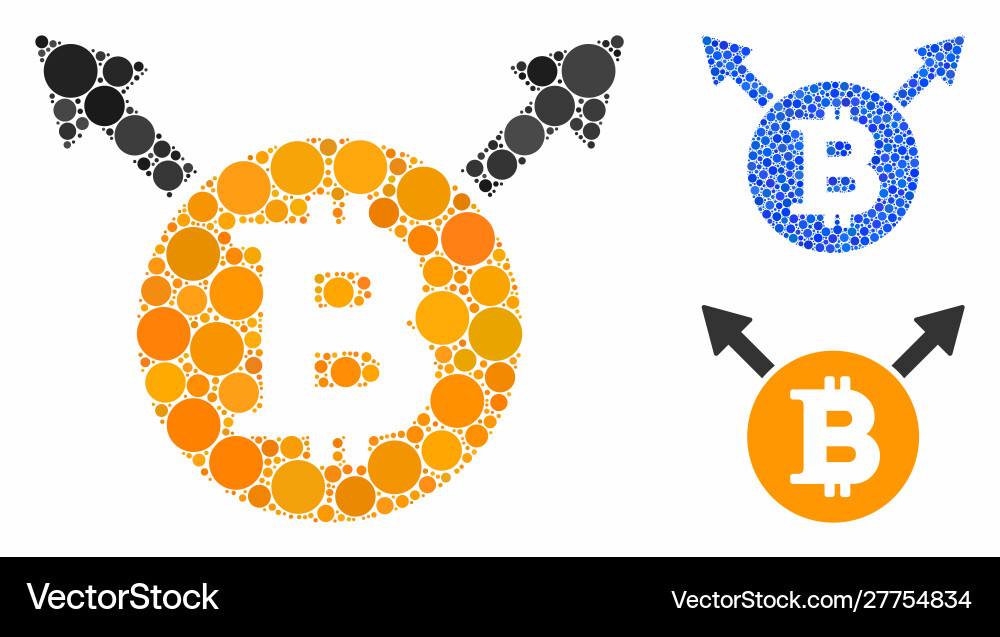 Bitcoin fork mosaic icon round dots Vector Image