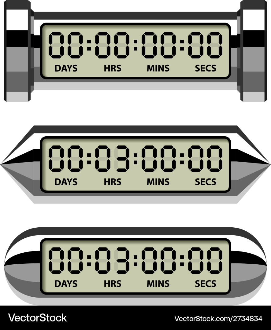 Chrome lcd Zähler - Countdown Timer Vektorbild